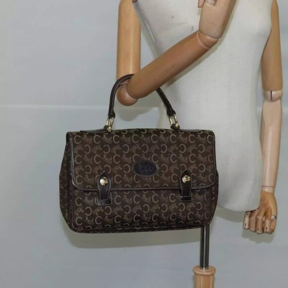 CELINE C Sulky Hand Bag Canvas Brown Authentic